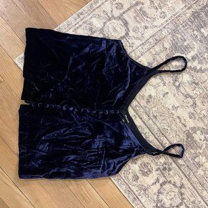 Navy Velvet MADEWELL button up crop top small / 4